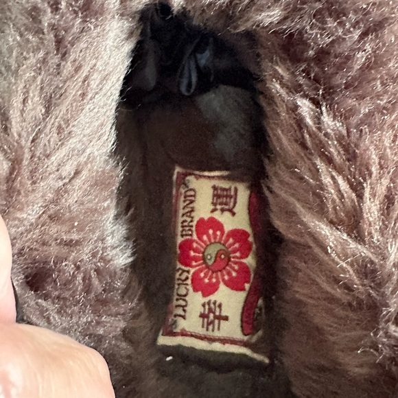 Lucky Brand Sabrina Moccasin Slippers shoes Size 6 Dark brown fur lined - Picture 3 of 6